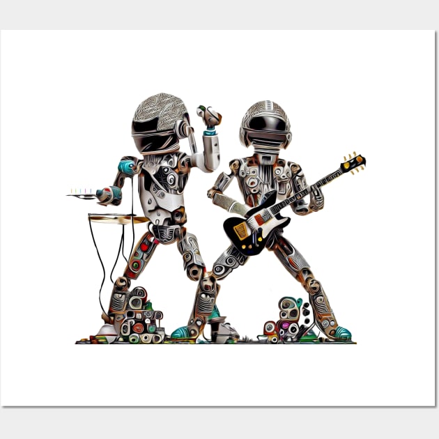 Robots Performing Rock Concert Wall Art by thematics